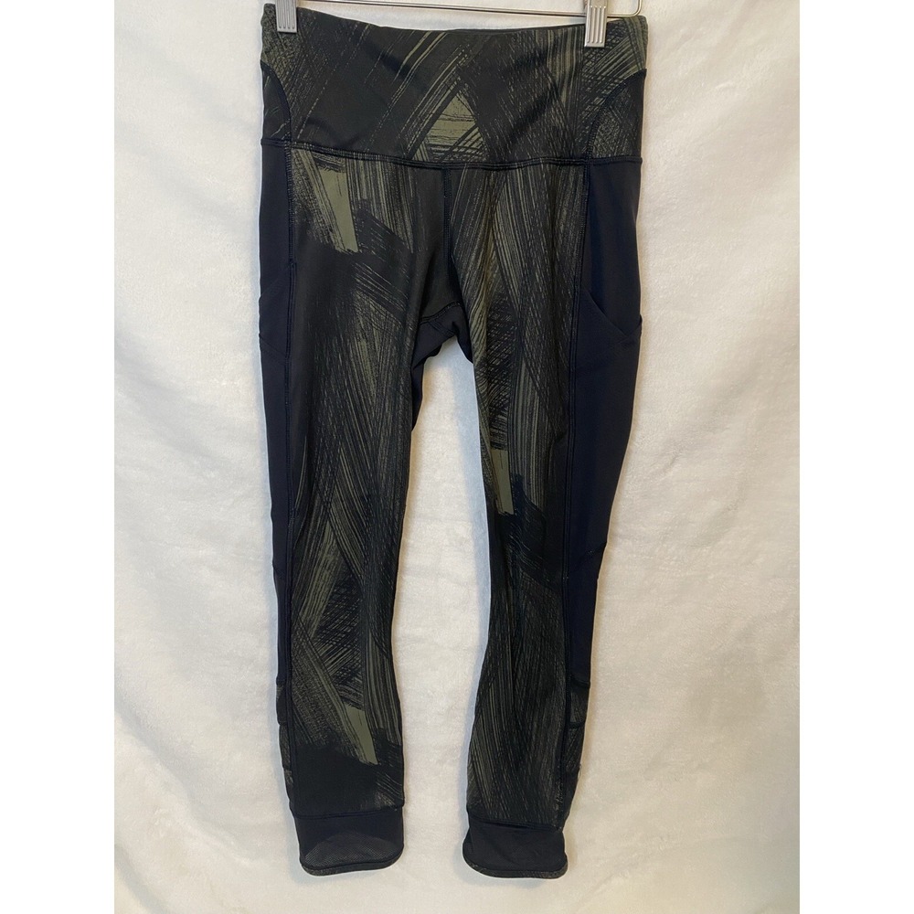 Lululemon Yoga Leggings Sz 4 Fresh In Mesh Crop Wind Chill Fatigue Green Lulu